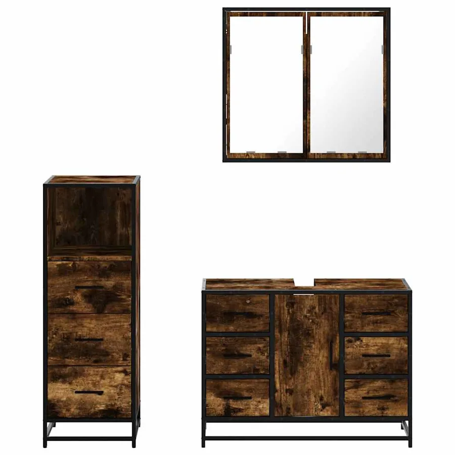 Ensemble de meubles de salle de bain 3 pcs Chêne fumé - 5