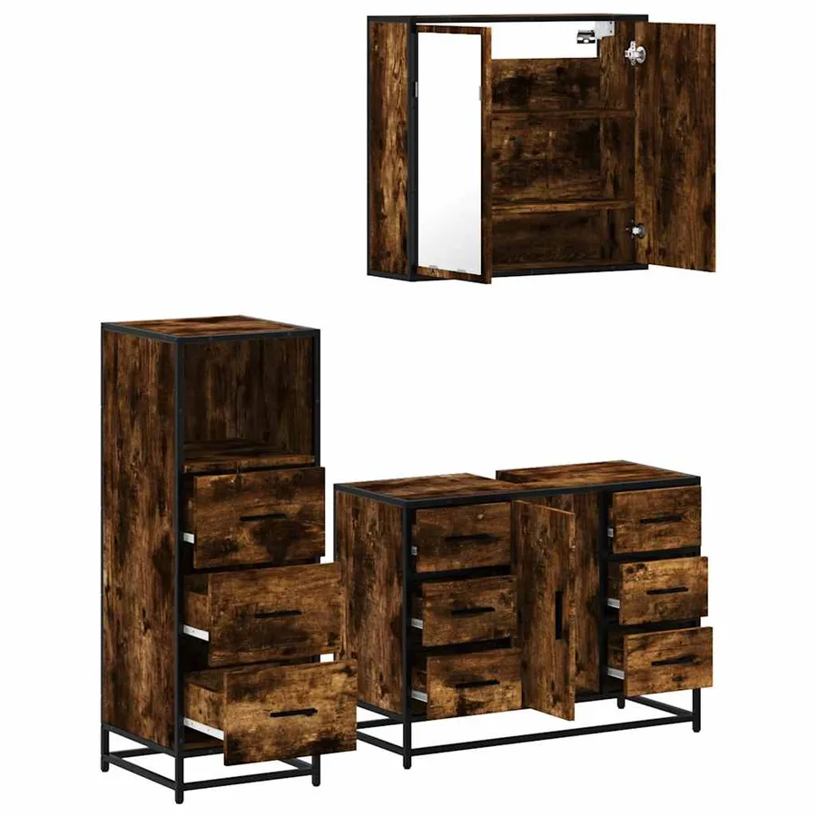 Ensemble de meubles de salle de bain 3 pcs Chêne fumé - 6