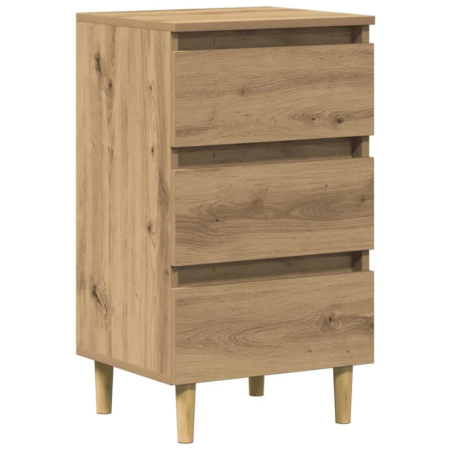 Table de chevet chêne artisanal 40x35x69 cm bois d’ingénierie - 2