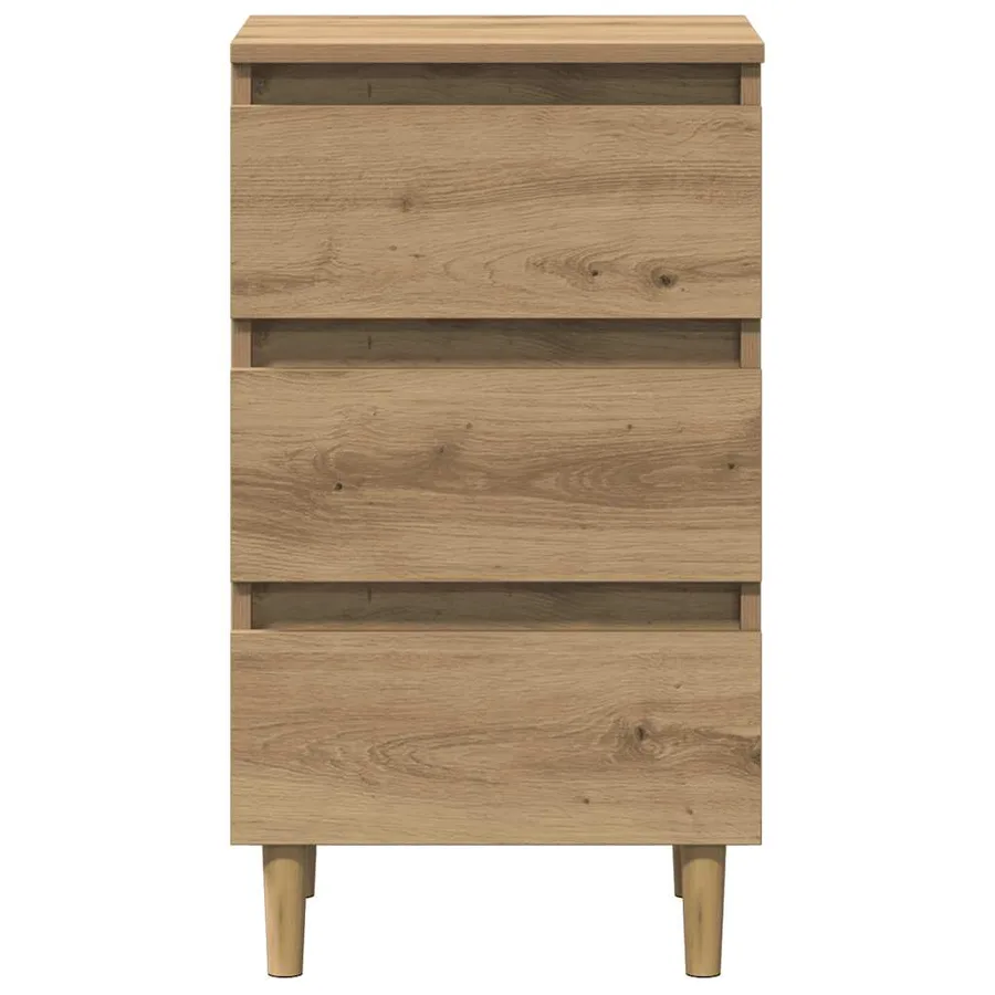 Table de chevet chêne artisanal 40x35x69 cm bois d’ingénierie - 4