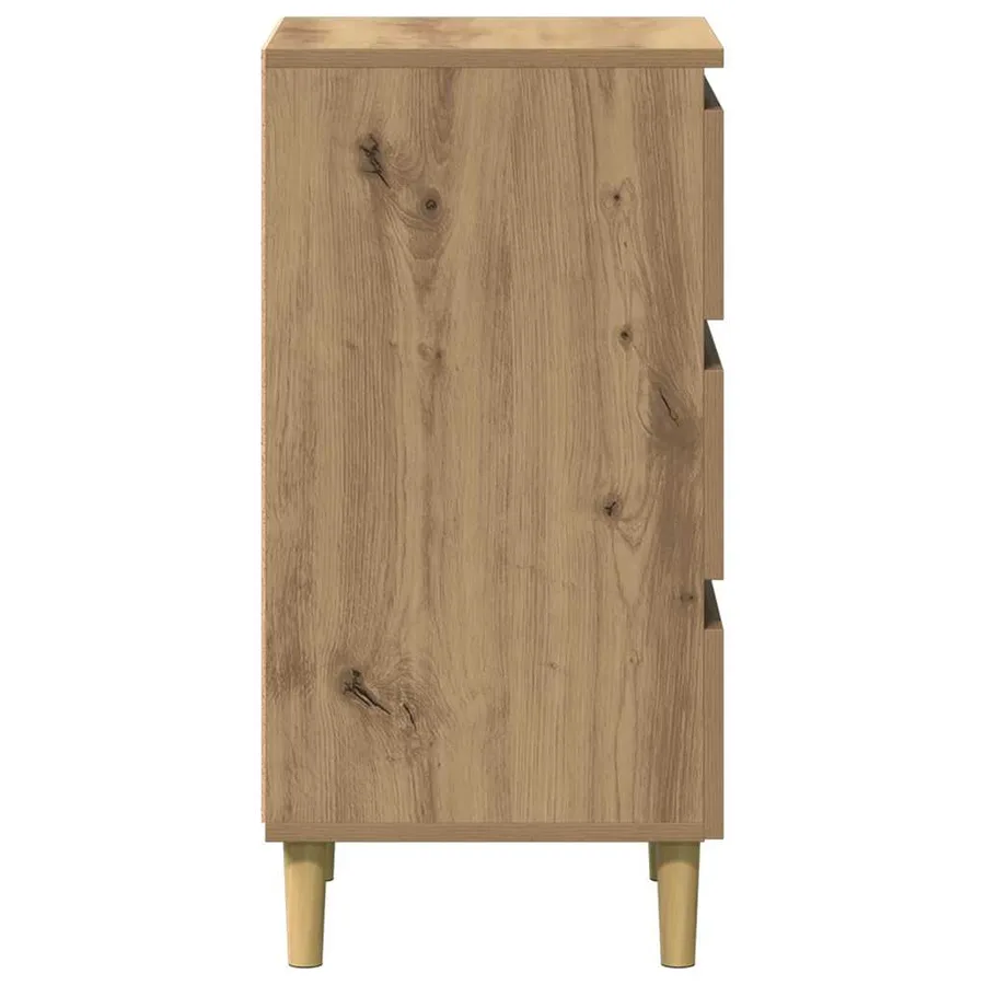 Table de chevet chêne artisanal 40x35x69 cm bois d’ingénierie - 5