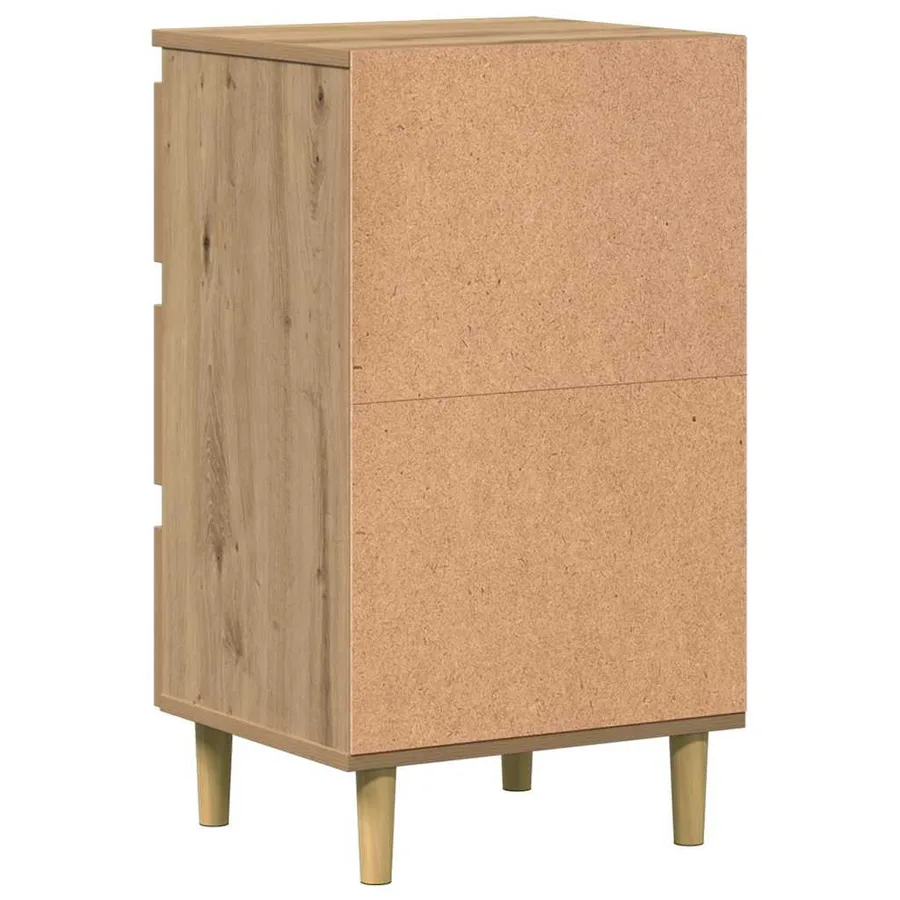 Table de chevet chêne artisanal 40x35x69 cm bois d’ingénierie - 6