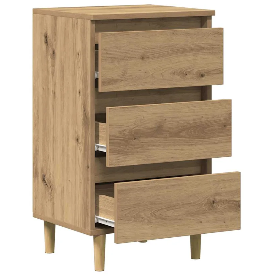 Table de chevet chêne artisanal 40x35x69 cm bois d’ingénierie - 7