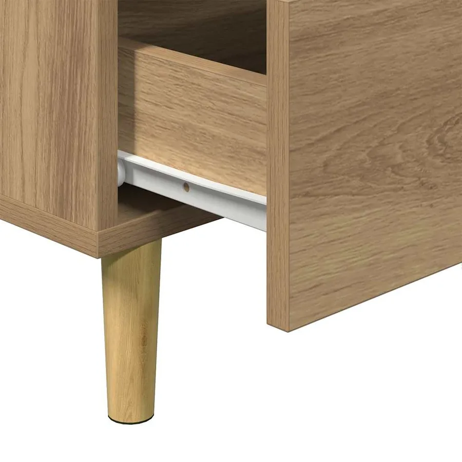 Table de chevet chêne artisanal 40x35x69 cm bois d’ingénierie - 8