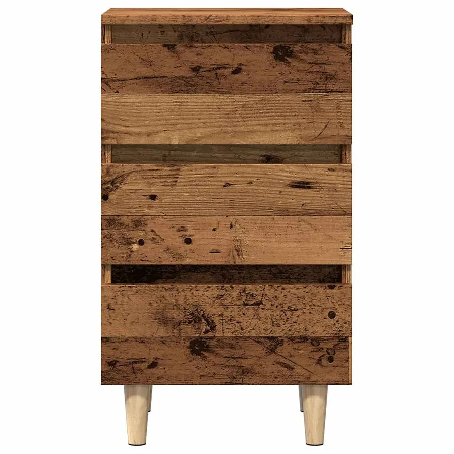Table de chevet vieux bois 40x35x69 cm bois d’ingénierie - 4