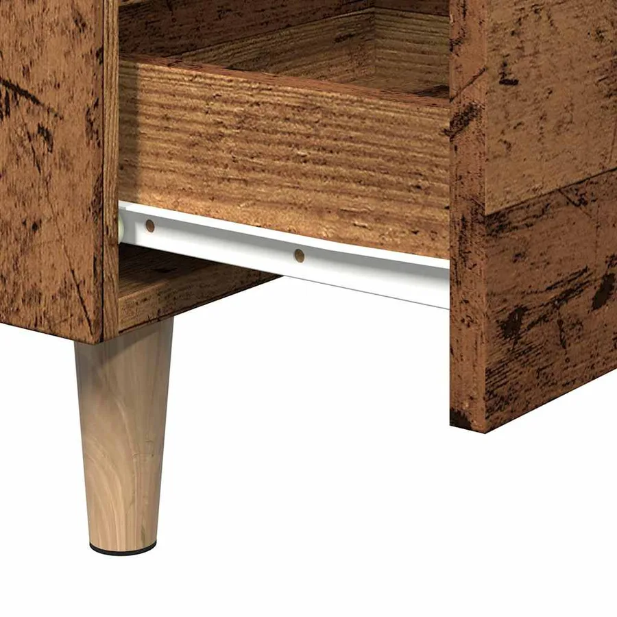 Table de chevet vieux bois 40x35x69 cm bois d’ingénierie - 7