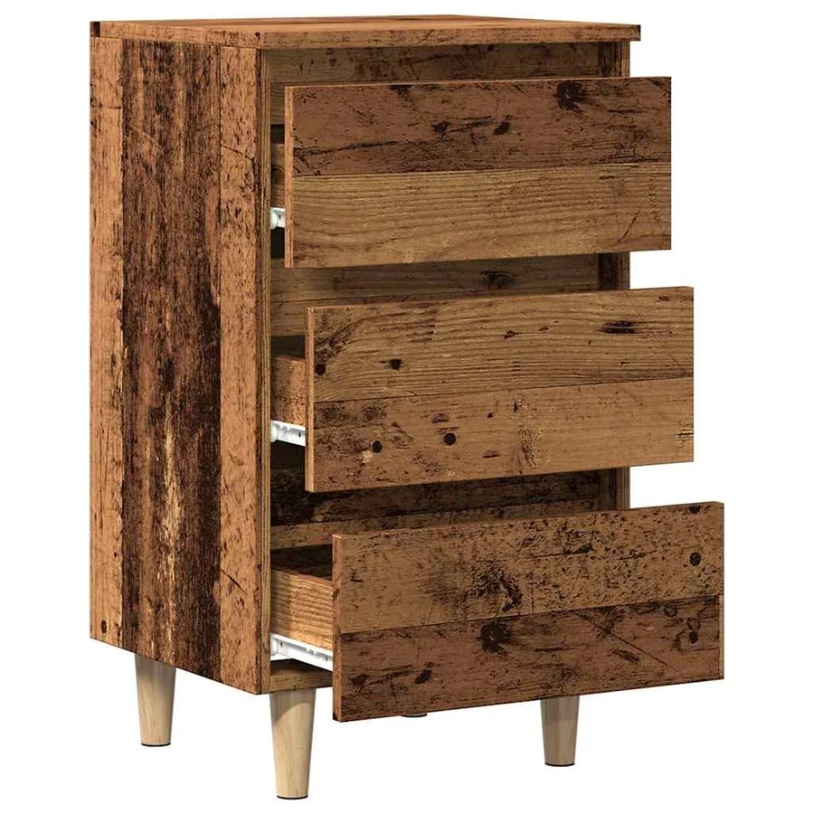 Table de chevet vieux bois 40x35x69 cm bois d’ingénierie - 9