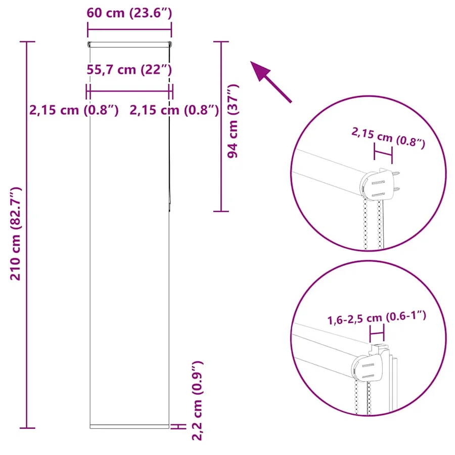 Store enrouleur occultant largeur du tissu 55,7 cm polyester - 18