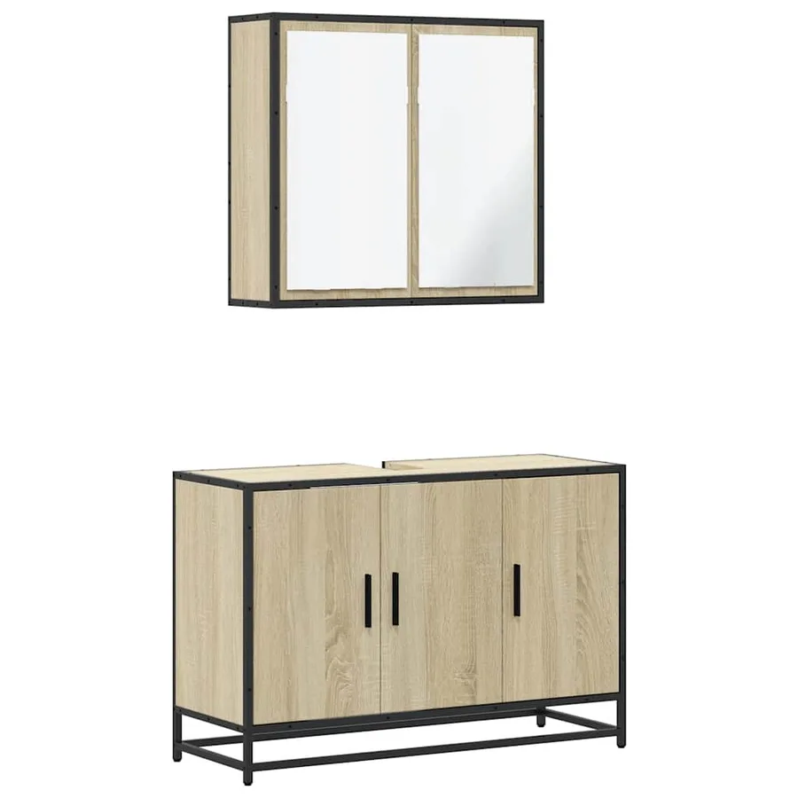 Ensemble de meubles de salle de bain 2 pcs chêne sonoma - 2