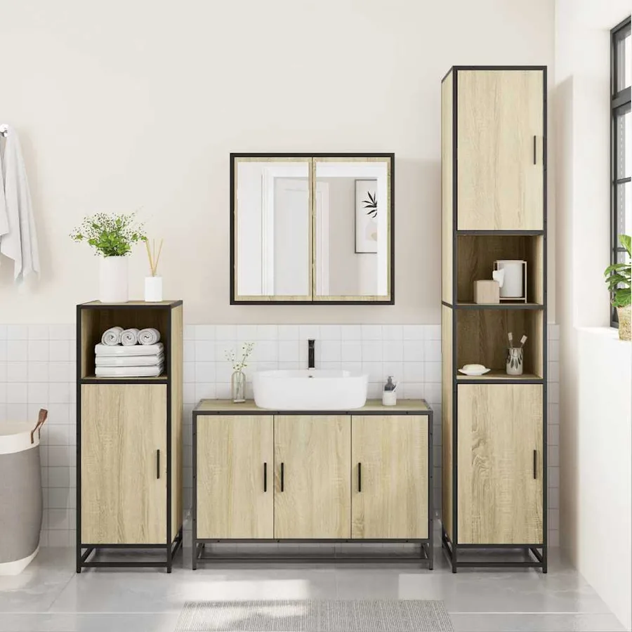 Ensemble de meubles de salle de bain 2 pcs chêne sonoma - 4