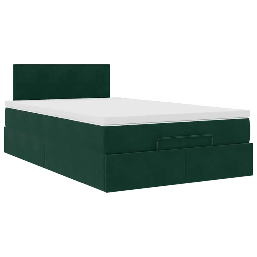 Cadre de lit ottoman avec matelas vert foncé 120x200 cm velours - 6