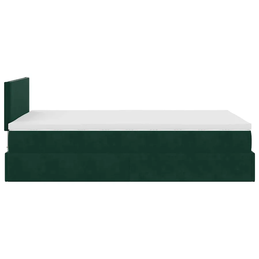 Cadre de lit ottoman avec matelas vert foncé 120x200 cm velours - 8
