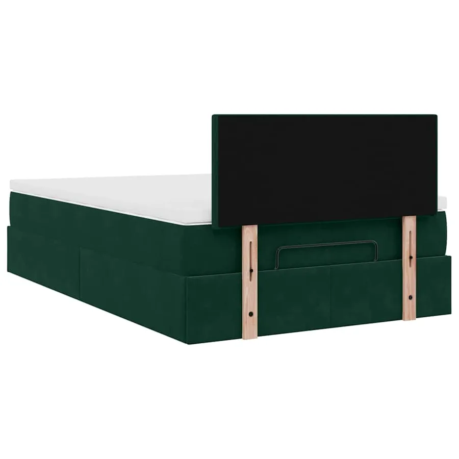Cadre de lit ottoman avec matelas vert foncé 120x200 cm velours - 9
