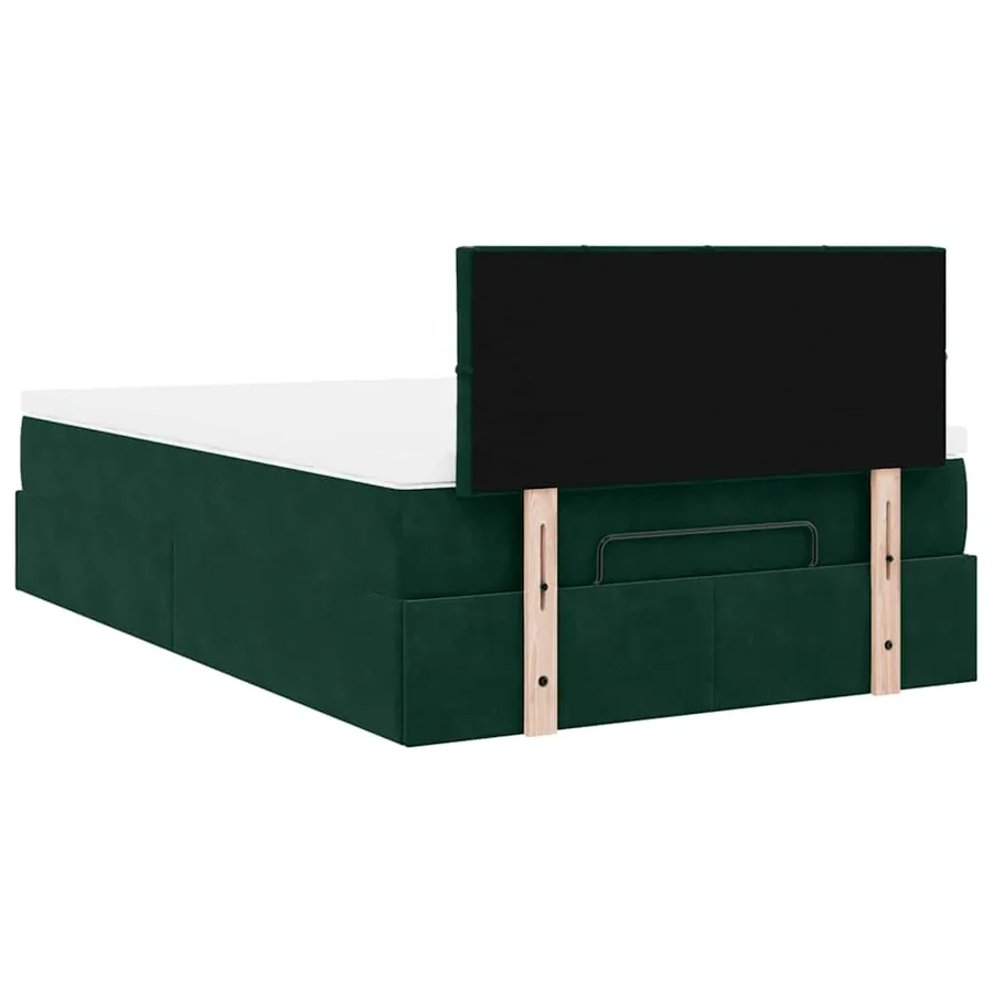 Cadre de lit ottoman avec matelas vert foncé 120x200 cm velours - 10