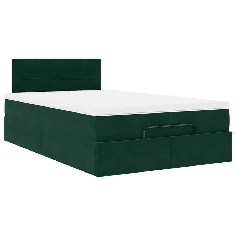 Cadre de lit ottoman avec matelas vert foncé 120x200 cm velours - 5