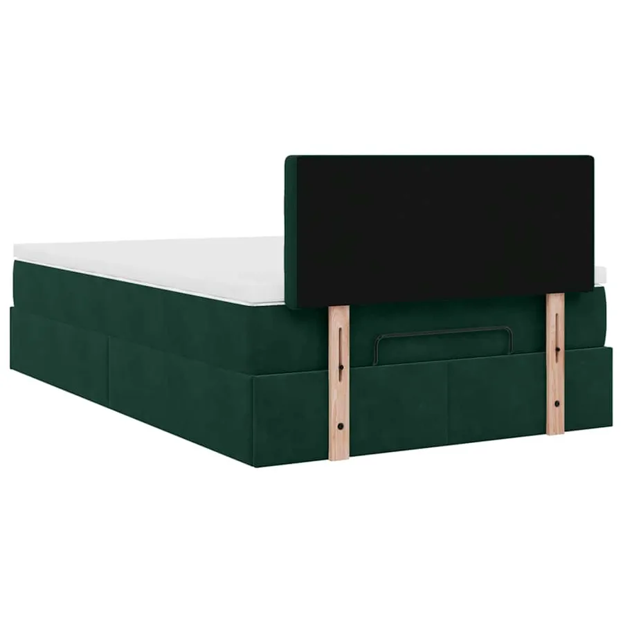 Cadre de lit ottoman avec matelas vert foncé 120x200 cm velours - 11