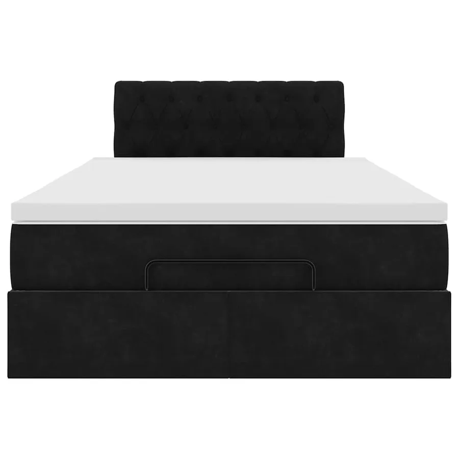 Cadre de lit ottoman avec matelas noir 120x200 cm velours - 6