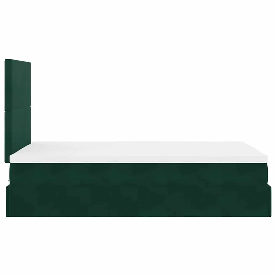 Cadre de lit ottoman avec matelas vert foncé 120x200 cm velours - 8