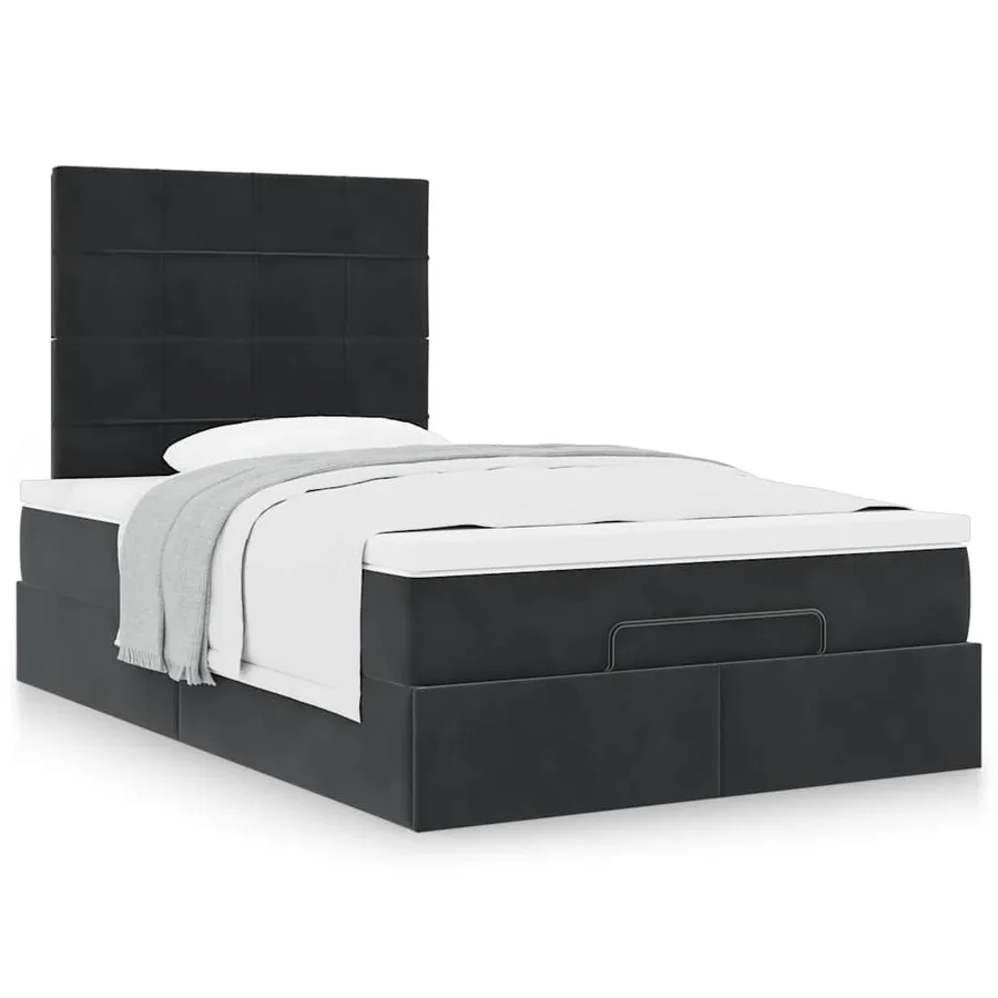 Cadre de lit ottoman avec matelas noir 120x200 cm velours - 4