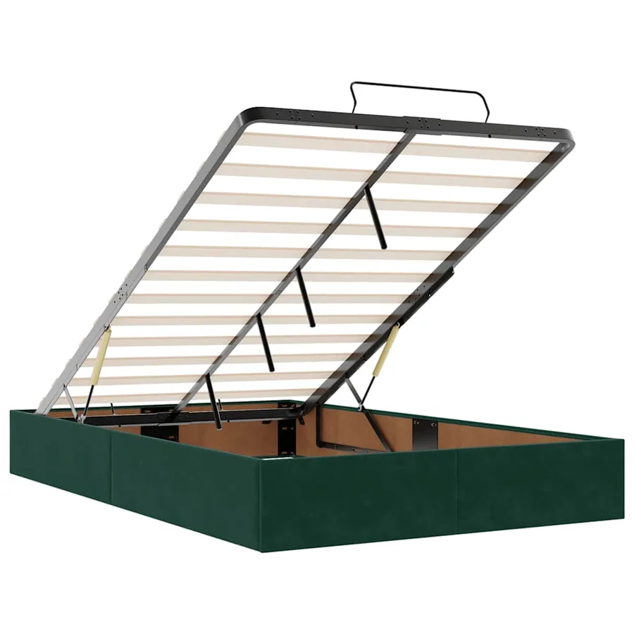 Cadre de lit ottoman avec matelas vert foncé 120x200 cm velours - 11