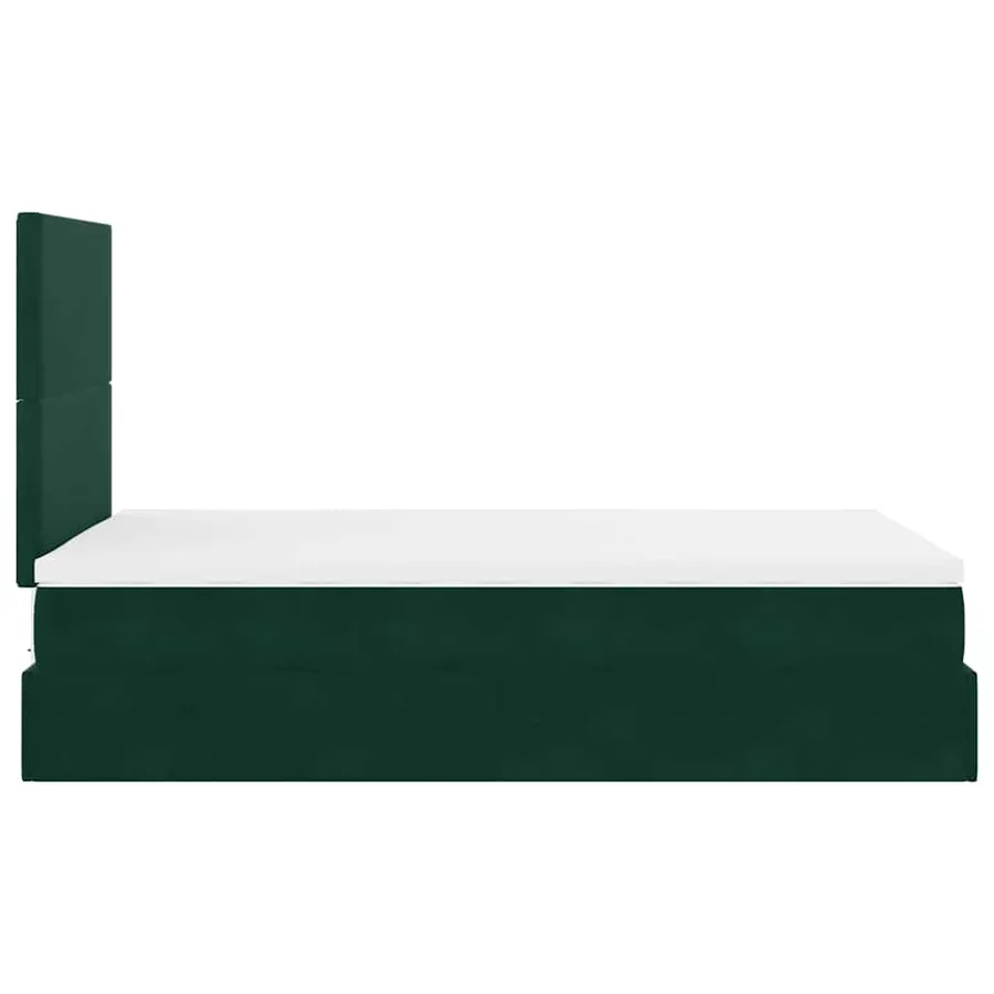 Cadre de lit ottoman avec matelas vert foncé 120x200 cm velours - 9