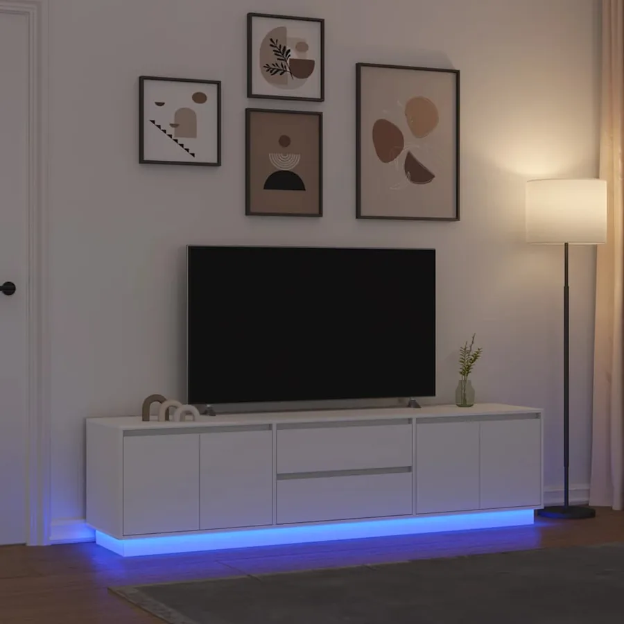 Meuble TV avec lumières LED blanc 193,5x41x50 cm