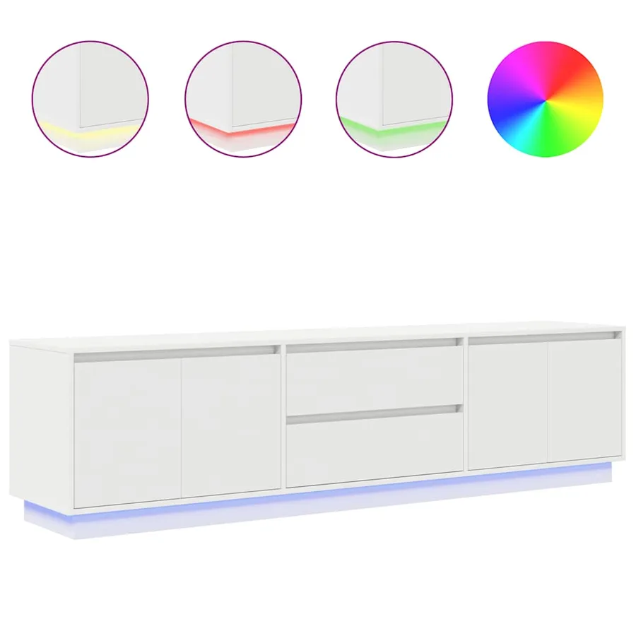 Meuble TV avec lumières LED blanc 193,5x41x50 cm - 2