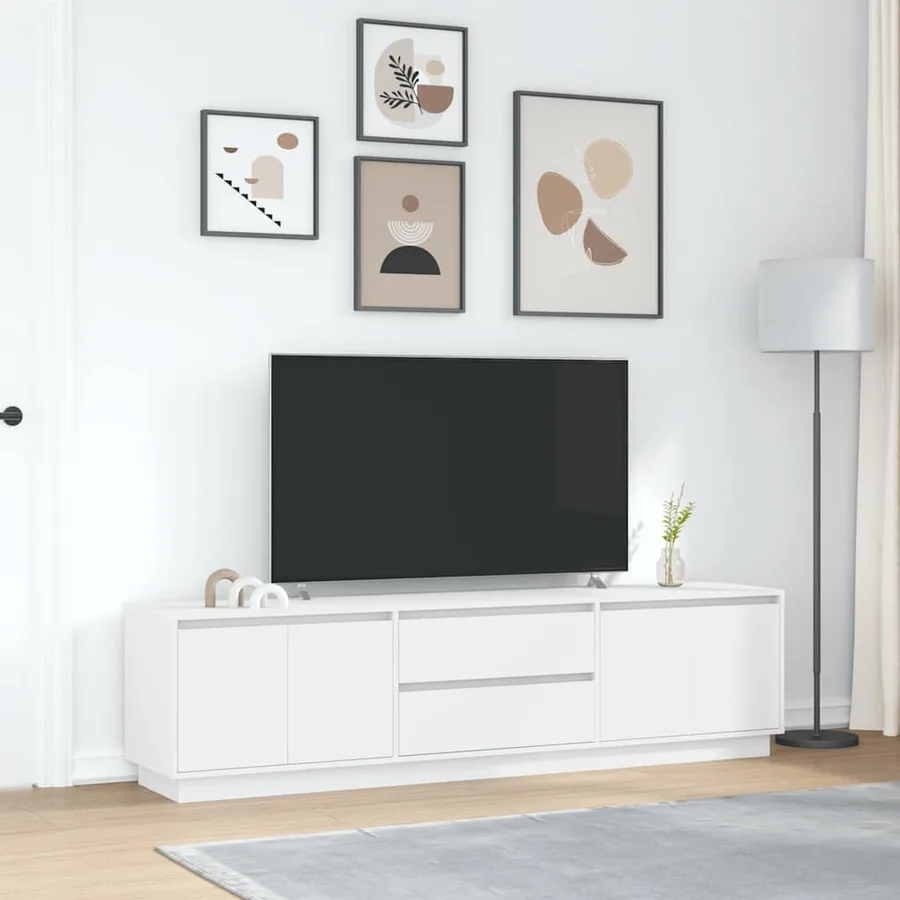 Meuble TV avec lumières LED blanc 193,5x41x50 cm - 4