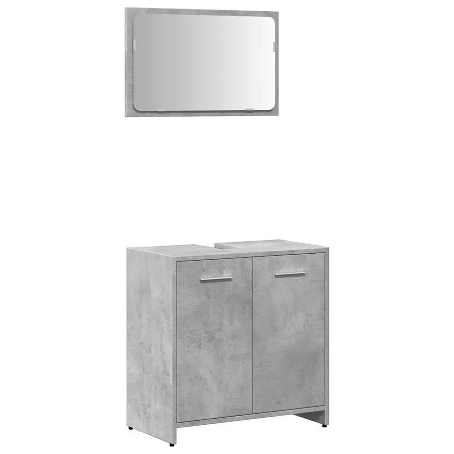 Armoire de bain avec miroir gris béton bois d'ingénierie - 2
