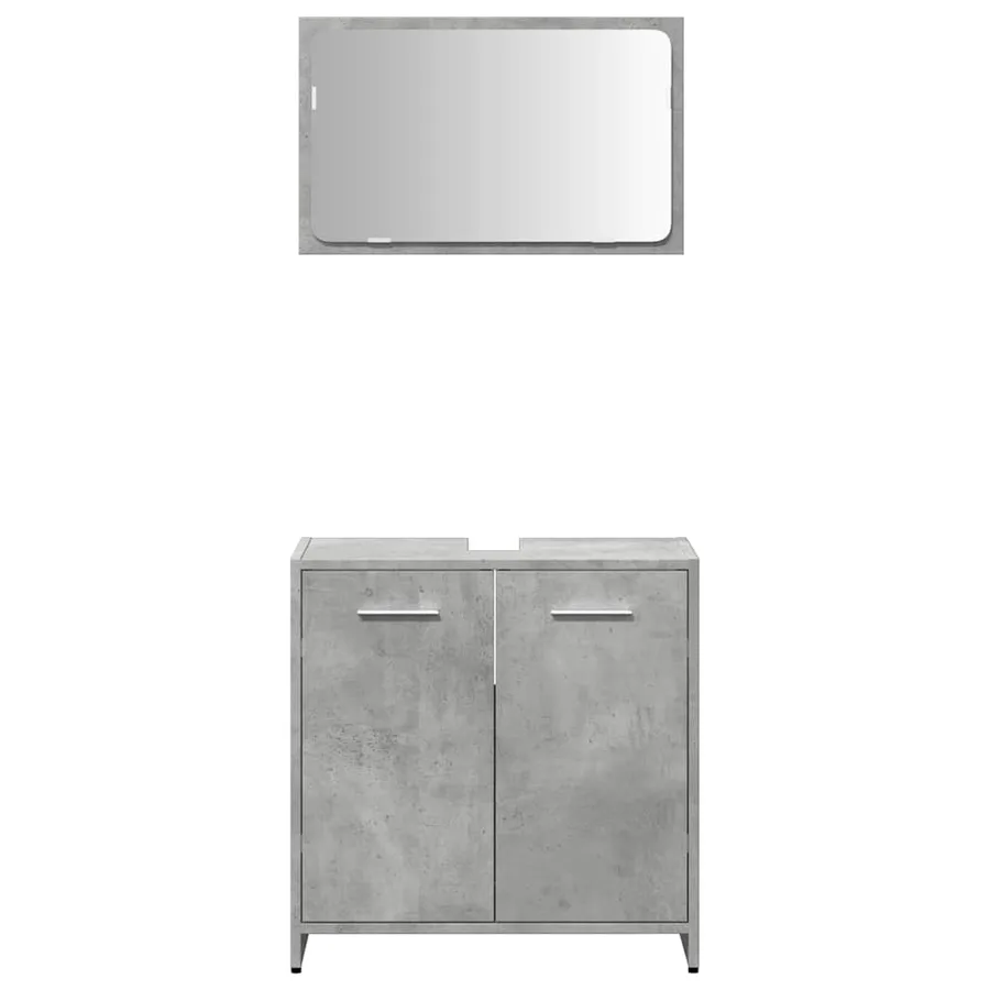 Armoire de bain avec miroir gris béton bois d'ingénierie - 4
