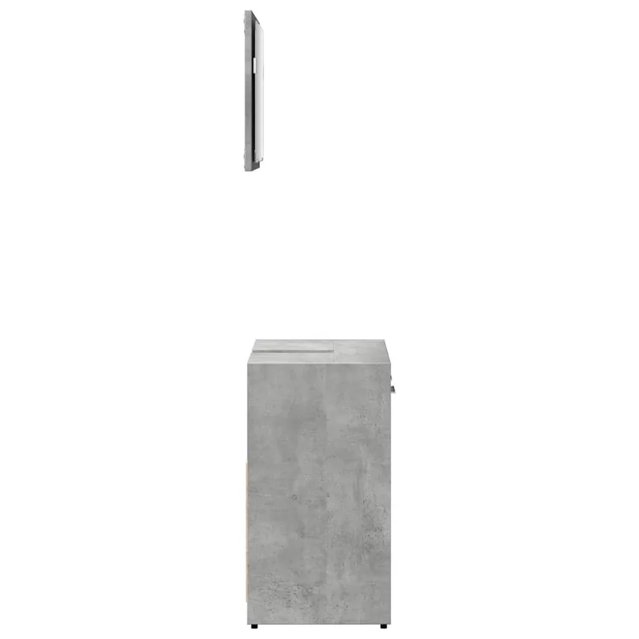 Armoire de bain avec miroir gris béton bois d'ingénierie - 5
