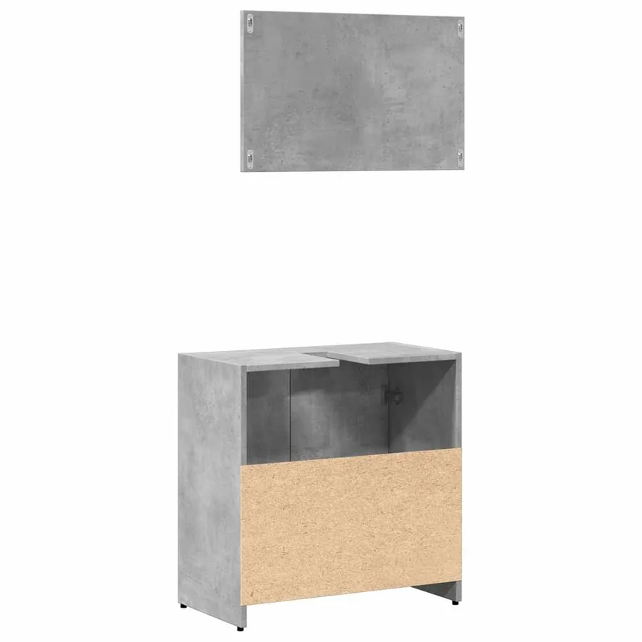 Armoire de bain avec miroir gris béton bois d'ingénierie - 6