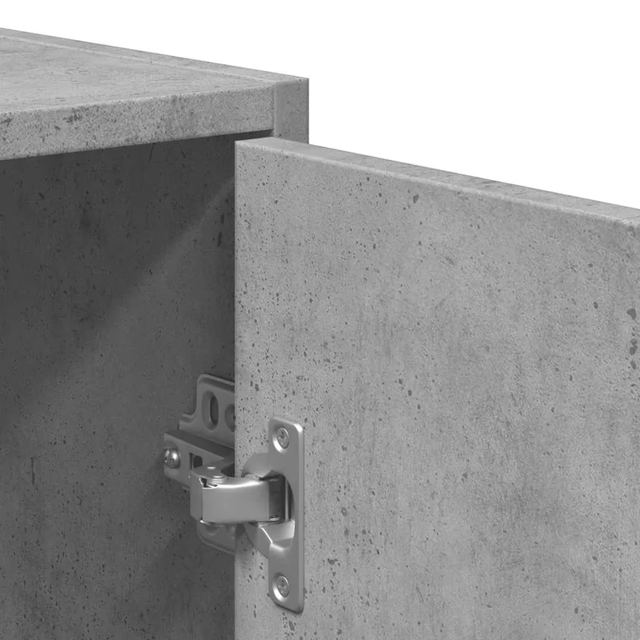 Armoire de bain avec miroir gris béton bois d'ingénierie - 8