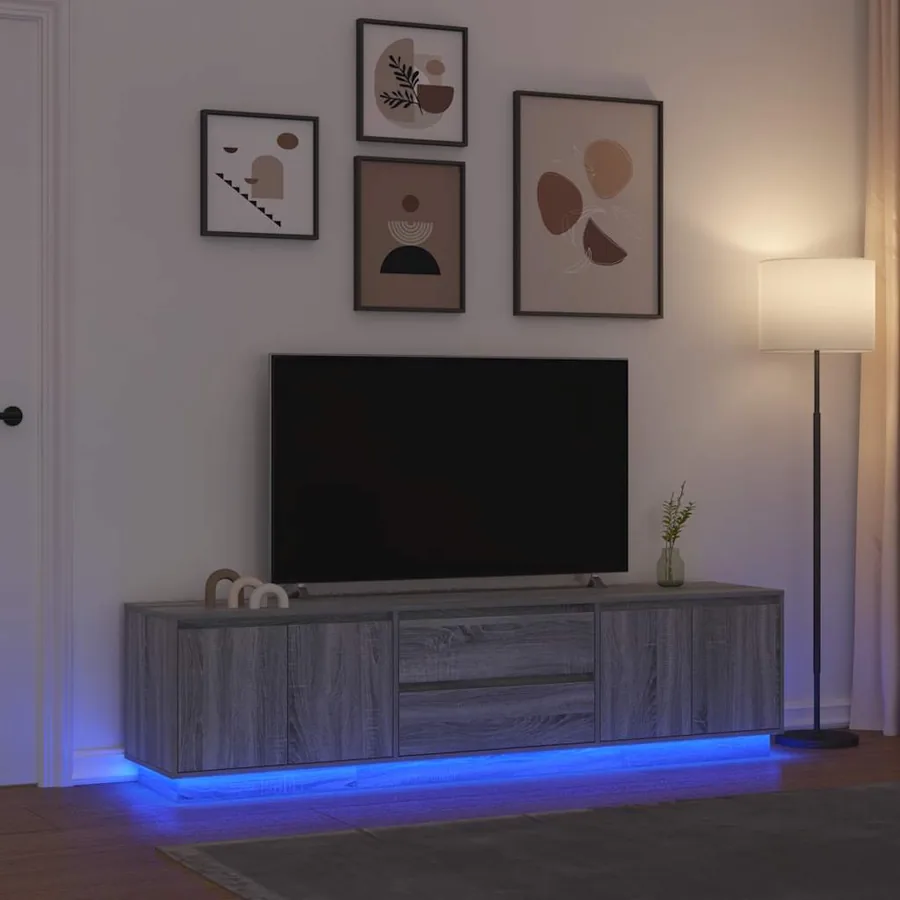 Meuble TV avec lumières LED sonoma gris 193,5x41x50 cm