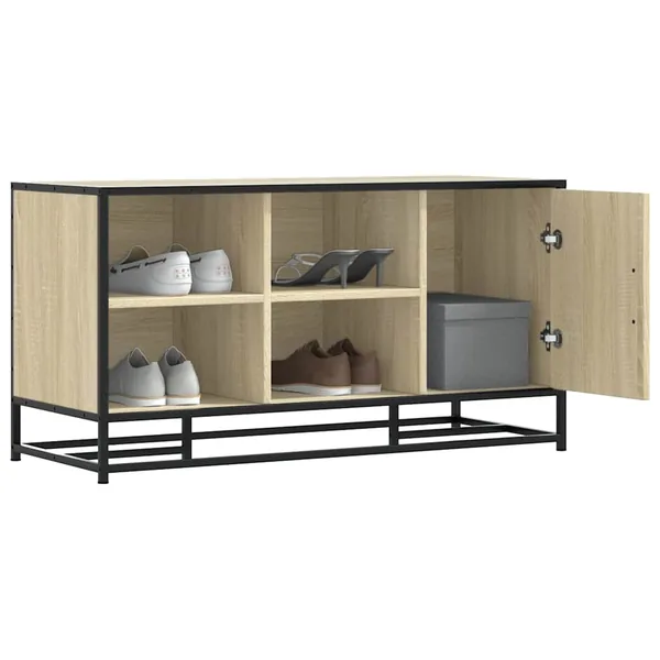 Banc à chaussures chêne sonoma bois d'ingénierie et métal