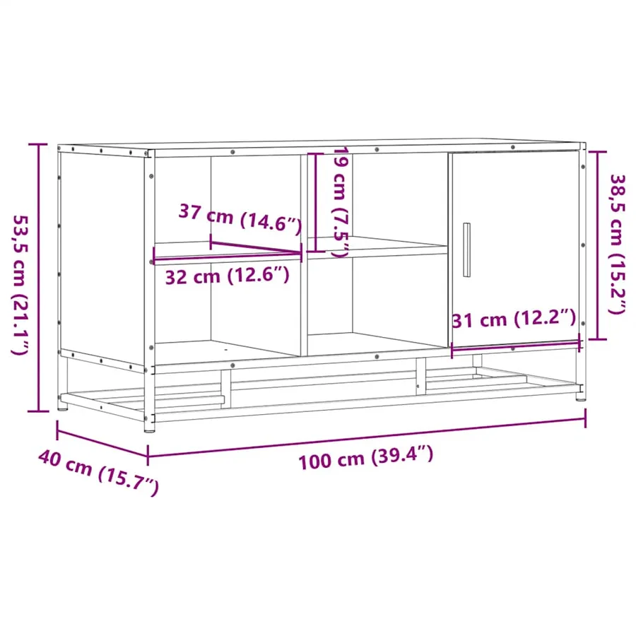 Banc à chaussures chêne sonoma bois d'ingénierie et métal - 12