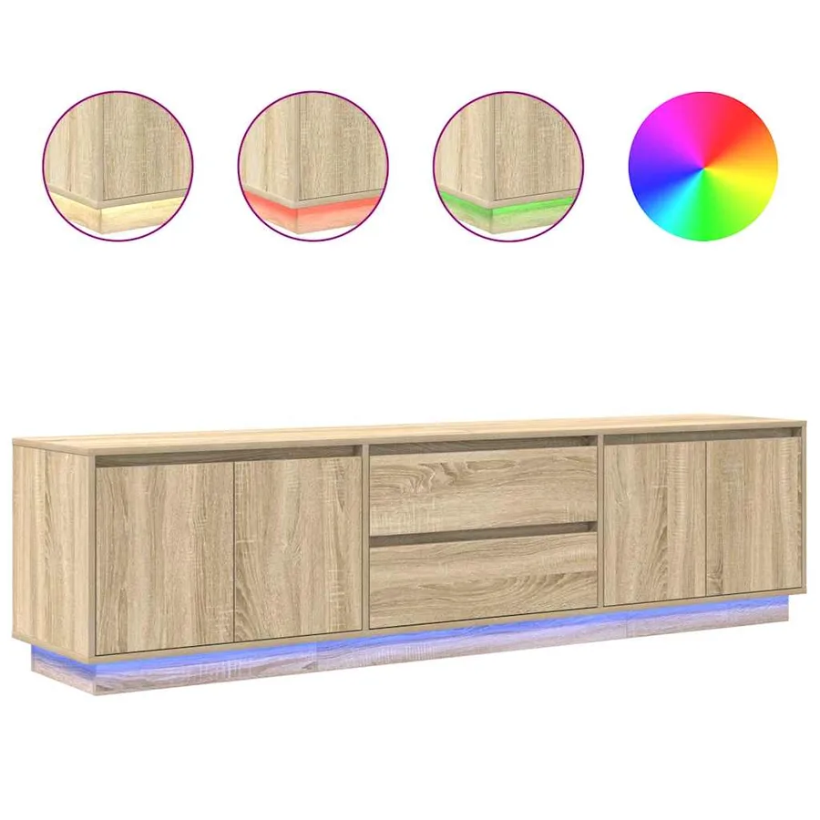 Meuble TV avec lumières LED chêne sonoma 193,5x41x50 cm - 2