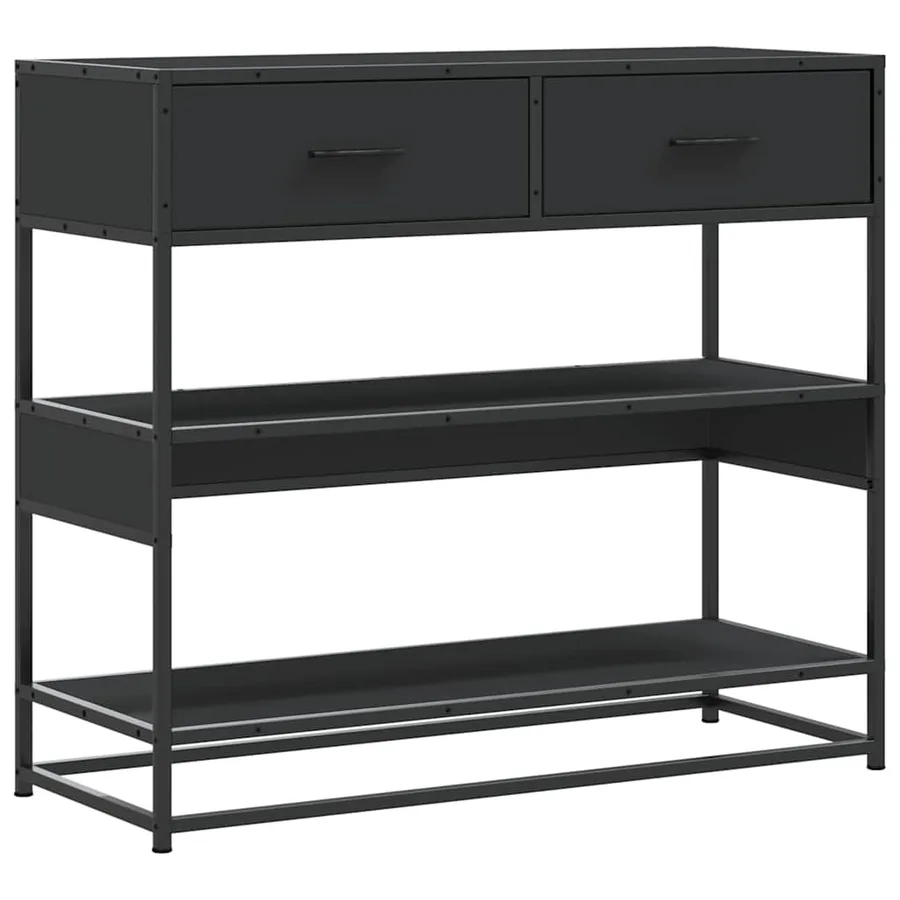 Table console noir 90x35x80 cm bois d'ingénierie - 2