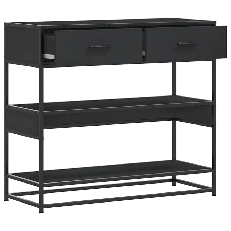 Table console noir 90x35x80 cm bois d'ingénierie - 5