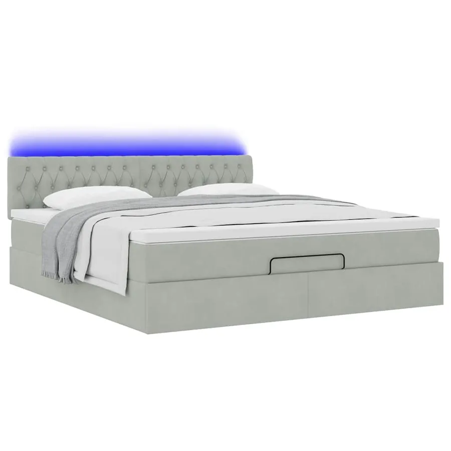 Cadre de lit ottoman avec matelas gris clair 180x200 cm velours - 3