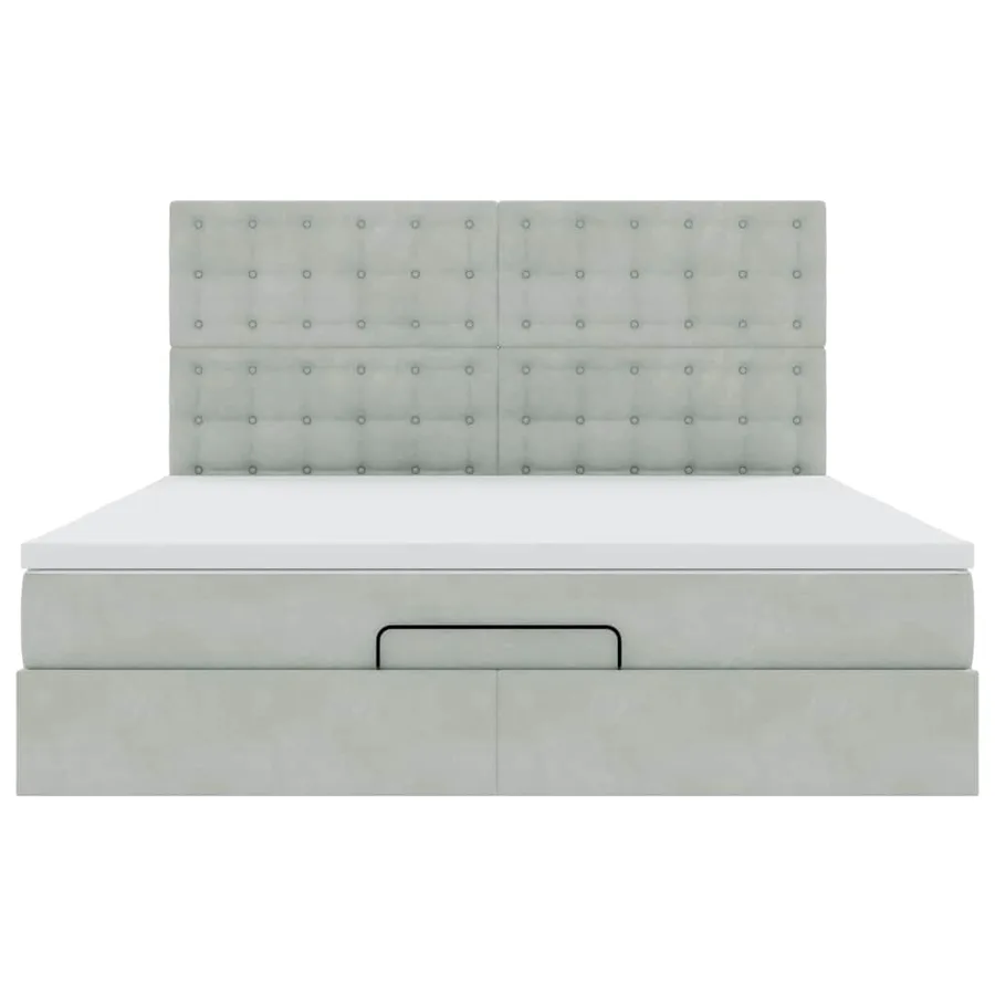 Cadre de lit ottoman et matelas gris clair 180x200cm velours - 13