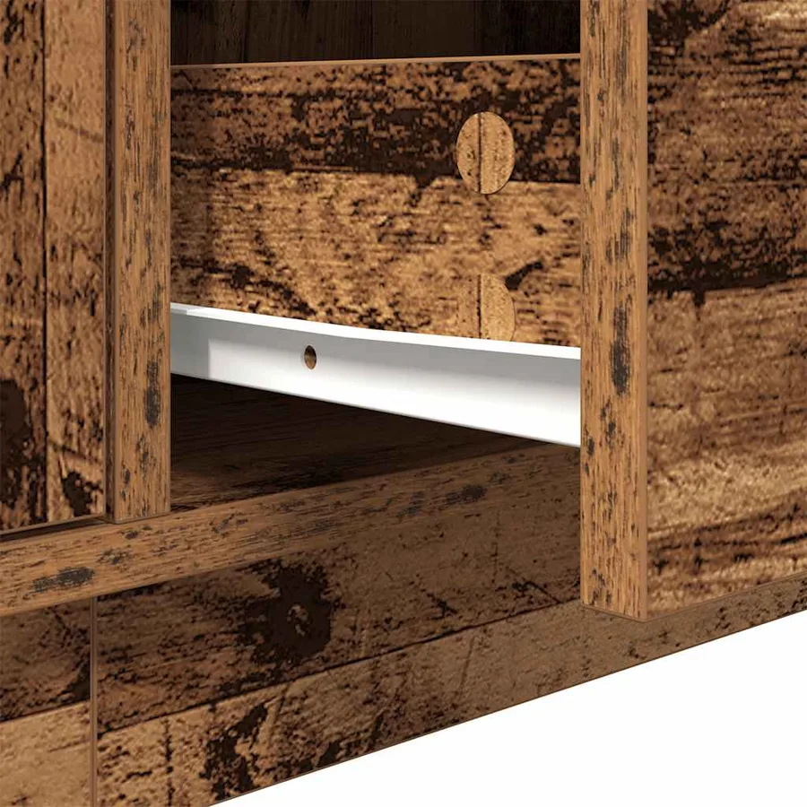 Meuble TV avec éclairage LED vieux bois 193,5x41x50 cm - 12