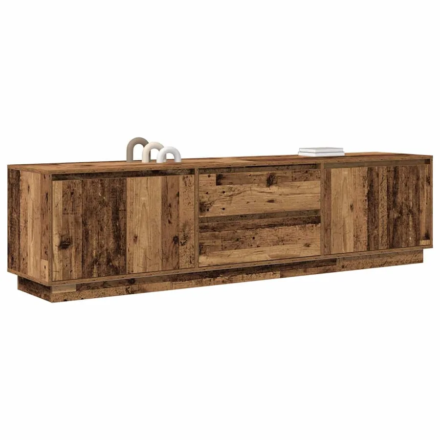 Meuble TV avec éclairage LED vieux bois 193,5x41x50 cm - 5