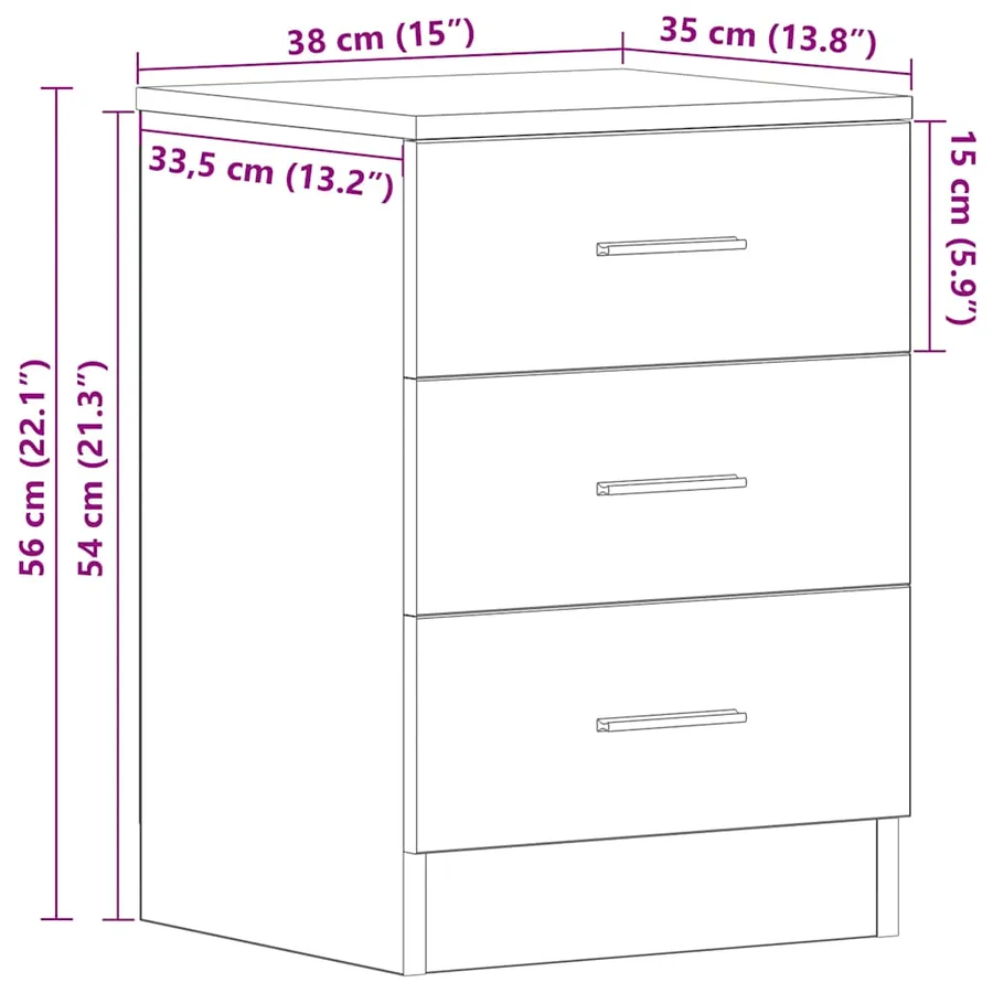 Tables de chevet 2 pcs Noir 38x35x56 cm Bois d'ingénierie - 12