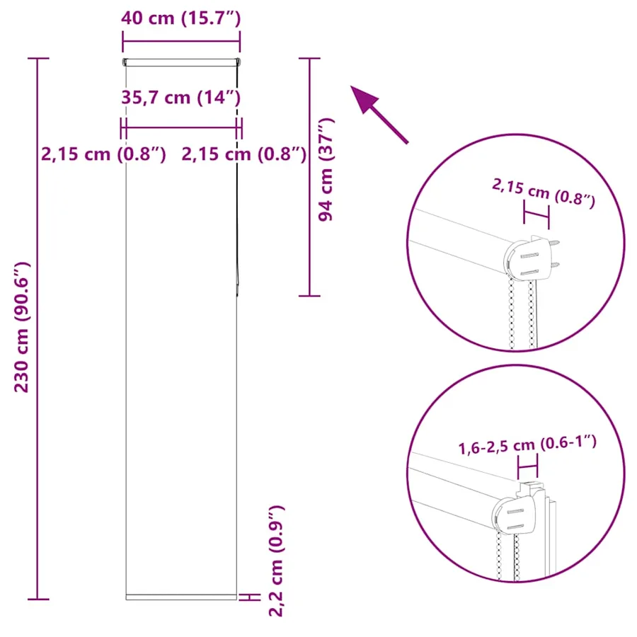 Store enrouleur occultant largeur du tissu 35,7 cm polyester - 18