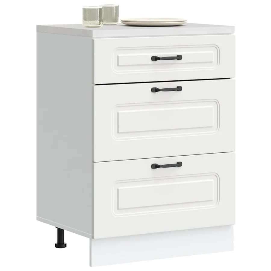 Armoire de cuisine Kalmar blanc bois d'ingénierie