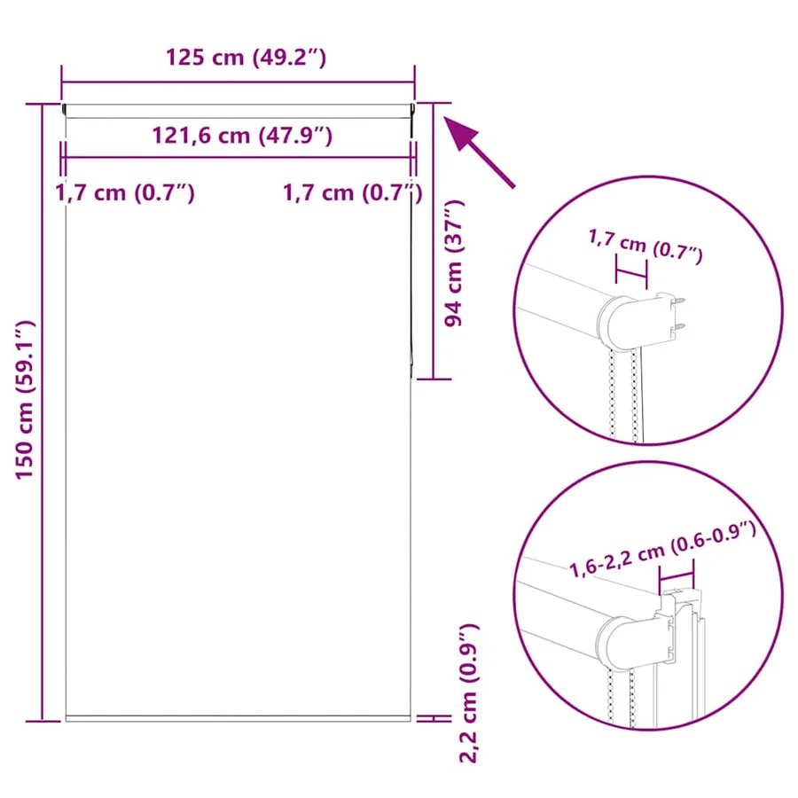 Store enrouleur occultant largeur du tissu 121,6 cm polyester - 18