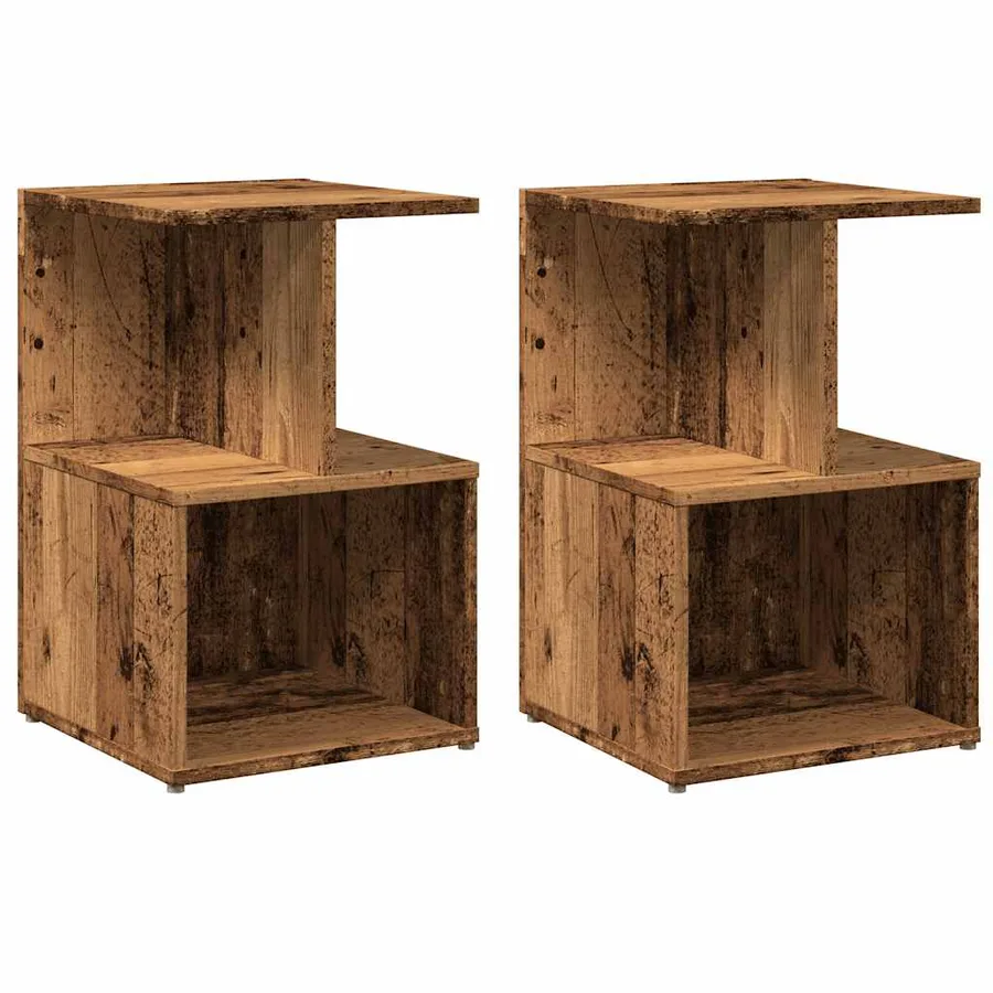 Tables de chevet 2 pcs vieux bois 35x35x55 cm bois d'ingénierie - 2