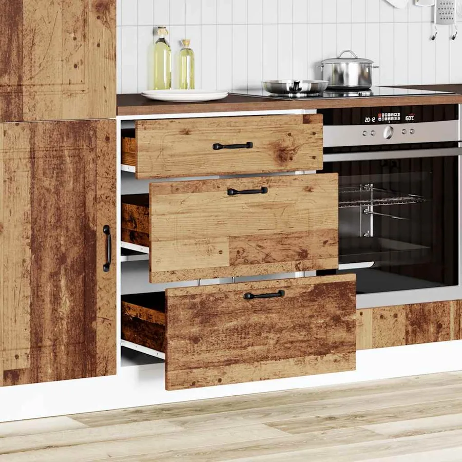 Armoire de cuisine Kalmar vieux bois bois d'ingénierie - 3