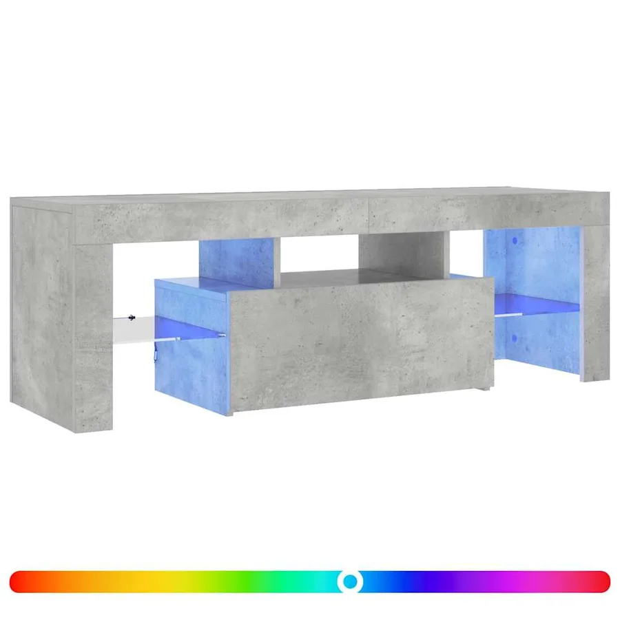 Meuble TV avec lumières LED gris béton 120x35x40 cm - 2